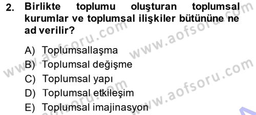 Davranış Bilimlerine Giriş Dersi 2013 - 2014 Yılı (Final) Dönem Sonu Sınav Soruları 2. Soru