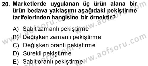Davranış Bilimlerine Giriş Dersi 2013 - 2014 Yılı (Final) Dönem Sonu Sınav Soruları 20. Soru