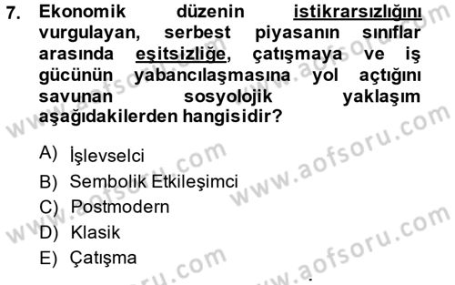 Davranış Bilimlerine Giriş Dersi 2013 - 2014 Yılı (Final) Dönem Sonu Sınav Soruları 7. Soru