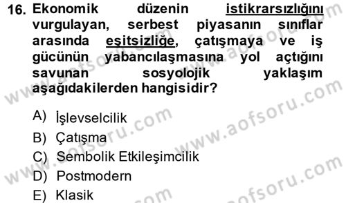 Davranış Bilimlerine Giriş Dersi Ara Sınavı Deneme Sınav Soruları 16. Soru