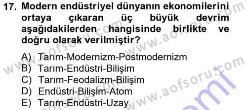 Davranış Bilimlerine Giriş Dersi Ara Sınavı Deneme Sınav Soruları 17. Soru