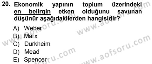 Davranış Bilimlerine Giriş Dersi Ara Sınavı Deneme Sınav Soruları 20. Soru