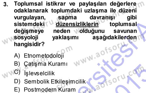 Davranış Bilimlerine Giriş Dersi Ara Sınavı Deneme Sınav Soruları 3. Soru