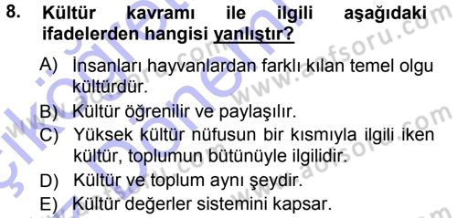 Davranış Bilimlerine Giriş Dersi Ara Sınavı Deneme Sınav Soruları 8. Soru