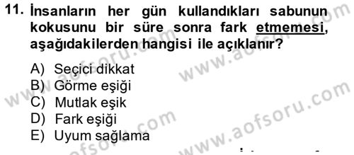 Davranış Bilimlerine Giriş Dersi 2014 - 2015 Yılı (Final) Dönem Sonu Sınav Soruları 11. Soru