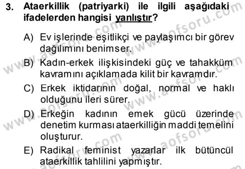 Davranış Bilimlerine Giriş Dersi 2014 - 2015 Yılı (Final) Dönem Sonu Sınav Soruları 3. Soru