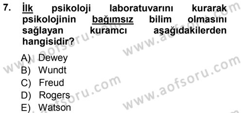 Davranış Bilimlerine Giriş Dersi 2014 - 2015 Yılı (Final) Dönem Sonu Sınav Soruları 7. Soru