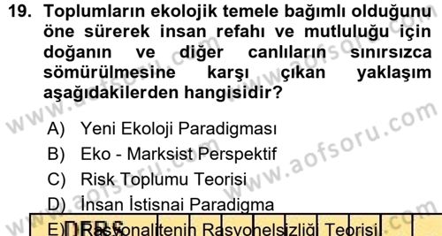 Davranış Bilimlerine Giriş Dersi Ara Sınavı Deneme Sınav Soruları 19. Soru