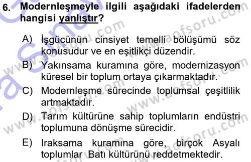 Davranış Bilimlerine Giriş Dersi Ara Sınavı Deneme Sınav Soruları 6. Soru