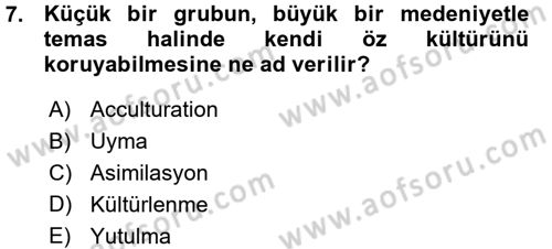 Davranış Bilimlerine Giriş Dersi 2015 - 2016 Yılı (Vize) Ara Sınav Soruları 7. Soru