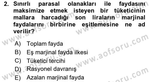 Davranış Bilimlerine Giriş Dersi 2015 - 2016 Yılı (Final) Dönem Sonu Sınav Soruları 2. Soru