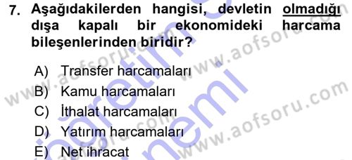 Davranış Bilimlerine Giriş Dersi 2015 - 2016 Yılı (Final) Dönem Sonu Sınav Soruları 7. Soru