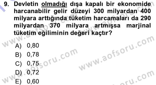 Davranış Bilimlerine Giriş Dersi 2015 - 2016 Yılı (Final) Dönem Sonu Sınav Soruları 9. Soru