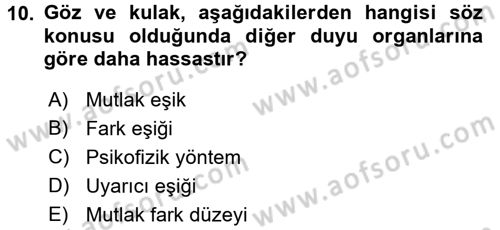 Davranış Bilimlerine Giriş Dersi 2016 - 2017 Yılı 3 Ders Sınav Soruları 10. Soru