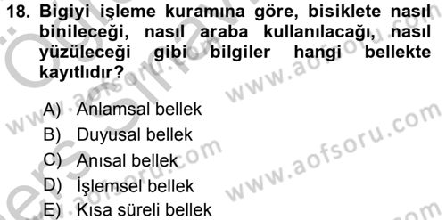 Davranış Bilimlerine Giriş Dersi 2016 - 2017 Yılı 3 Ders Sınav Soruları 18. Soru