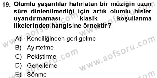 Davranış Bilimlerine Giriş Dersi 2016 - 2017 Yılı 3 Ders Sınav Soruları 19. Soru