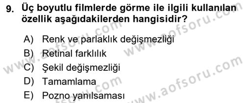 Davranış Bilimlerine Giriş Dersi 2016 - 2017 Yılı 3 Ders Sınav Soruları 9. Soru
