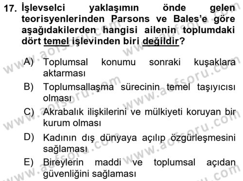 Davranış Bilimlerine Giriş Dersi 2016 - 2017 Yılı (Vize) Ara Sınav Soruları 17. Soru