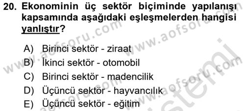 Davranış Bilimlerine Giriş Dersi 2016 - 2017 Yılı (Vize) Ara Sınav Soruları 20. Soru