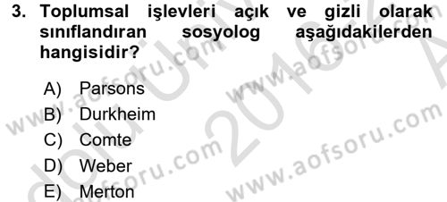 Davranış Bilimlerine Giriş Dersi 2016 - 2017 Yılı (Vize) Ara Sınav Soruları 3. Soru