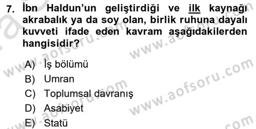 Davranış Bilimlerine Giriş Dersi 2016 - 2017 Yılı (Vize) Ara Sınav Soruları 7. Soru