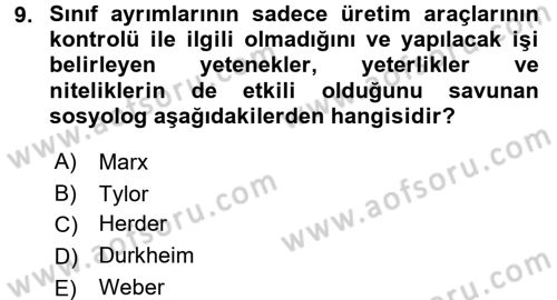 Davranış Bilimlerine Giriş Dersi 2016 - 2017 Yılı (Vize) Ara Sınav Soruları 9. Soru