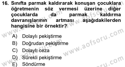 Davranış Bilimlerine Giriş Dersi 2016 - 2017 Yılı (Final) Dönem Sonu Sınav Soruları 16. Soru