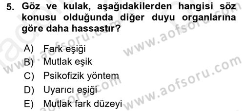 Davranış Bilimlerine Giriş Dersi 2016 - 2017 Yılı (Final) Dönem Sonu Sınav Soruları 5. Soru