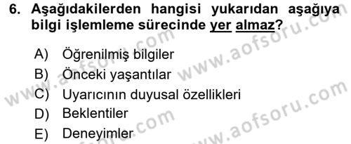 Davranış Bilimlerine Giriş Dersi 2016 - 2017 Yılı (Final) Dönem Sonu Sınav Soruları 6. Soru
