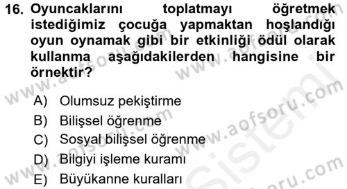 Davranış Bilimlerine Giriş Dersi 2017 - 2018 Yılı 3 Ders Sınav Soruları 16. Soru
