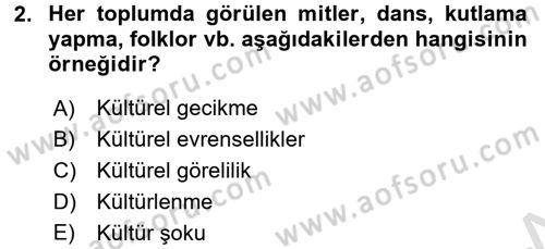 Davranış Bilimlerine Giriş Dersi 2017 - 2018 Yılı (Vize) Ara Sınav Soruları 2. Soru