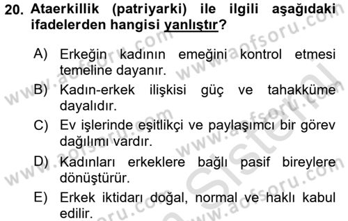 Davranış Bilimlerine Giriş Dersi 2017 - 2018 Yılı (Vize) Ara Sınav Soruları 20. Soru