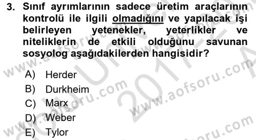 Davranış Bilimlerine Giriş Dersi 2017 - 2018 Yılı (Vize) Ara Sınav Soruları 3. Soru