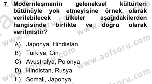 Davranış Bilimlerine Giriş Dersi 2017 - 2018 Yılı (Vize) Ara Sınav Soruları 7. Soru