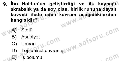 Davranış Bilimlerine Giriş Dersi 2017 - 2018 Yılı (Vize) Ara Sınav Soruları 9. Soru