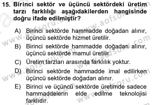 Davranış Bilimlerine Giriş Dersi Ara Sınavı Deneme Sınav Soruları 15. Soru