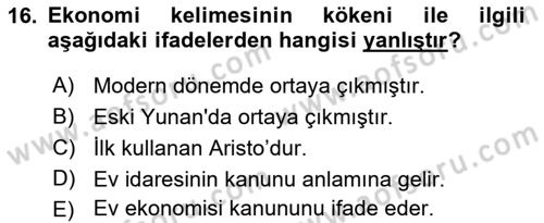 Davranış Bilimlerine Giriş Dersi Ara Sınavı Deneme Sınav Soruları 16. Soru