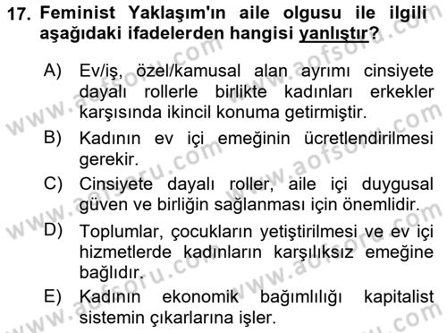 Davranış Bilimlerine Giriş Dersi Ara Sınavı Deneme Sınav Soruları 17. Soru
