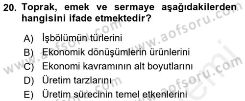 Davranış Bilimlerine Giriş Dersi Ara Sınavı Deneme Sınav Soruları 20. Soru