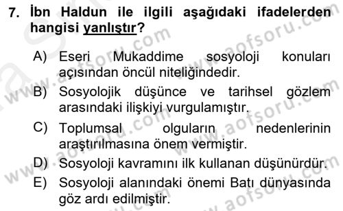 Davranış Bilimlerine Giriş Dersi Ara Sınavı Deneme Sınav Soruları 7. Soru