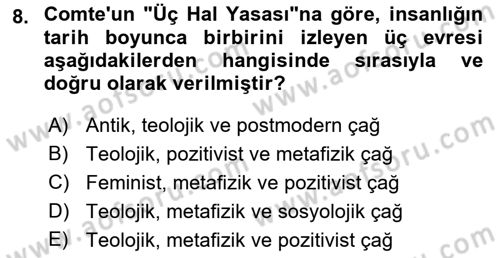Davranış Bilimlerine Giriş Dersi Ara Sınavı Deneme Sınav Soruları 8. Soru