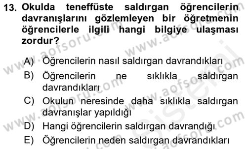 Davranış Bilimlerine Giriş Dersi 2018 - 2019 Yılı (Final) Dönem Sonu Sınav Soruları 13. Soru