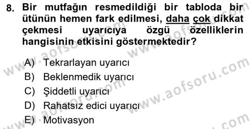 Davranış Bilimlerine Giriş Dersi 2018 - 2019 Yılı (Final) Dönem Sonu Sınav Soruları 8. Soru