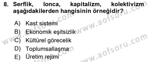 Davranış Bilimlerine Giriş Dersi 2018 - 2019 Yılı Yaz Okulu Sınav Soruları 8. Soru