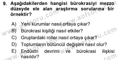 Davranış Bilimlerine Giriş Dersi 2018 - 2019 Yılı Yaz Okulu Sınav Soruları 9. Soru