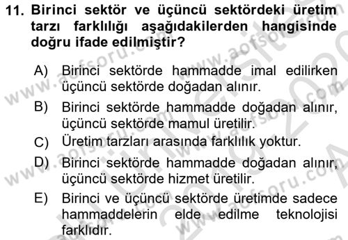 Davranış Bilimlerine Giriş Dersi 2019 - 2020 Yılı (Vize) Ara Sınav Soruları 11. Soru