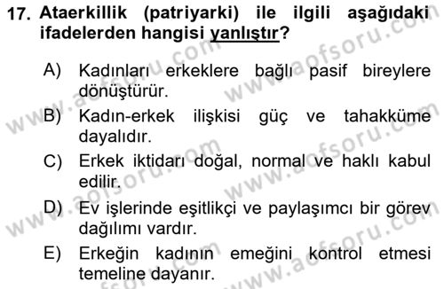 Davranış Bilimlerine Giriş Dersi Ara Sınavı Deneme Sınav Soruları 17. Soru