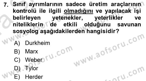 Davranış Bilimlerine Giriş Dersi Ara Sınavı Deneme Sınav Soruları 7. Soru
