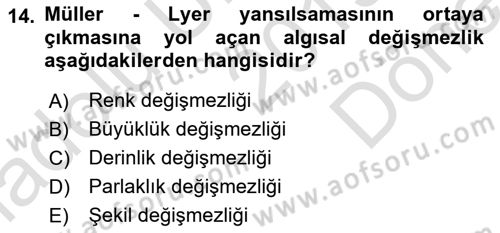 Davranış Bilimlerine Giriş Dersi 2019 - 2020 Yılı (Final) Dönem Sonu Sınav Soruları 14. Soru