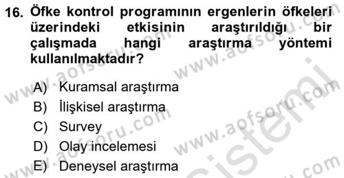 Davranış Bilimlerine Giriş Dersi 2019 - 2020 Yılı (Final) Dönem Sonu Sınav Soruları 16. Soru